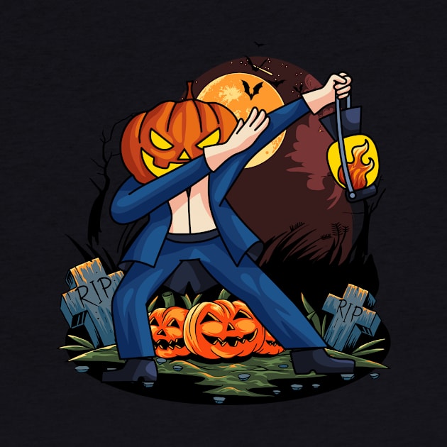 Scary Halloween Dabbing Pumpkin by Foxxy Merch